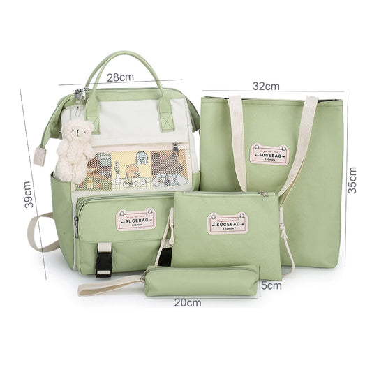 4 in 1 girls backpack set with front mesh pocket "276-8"