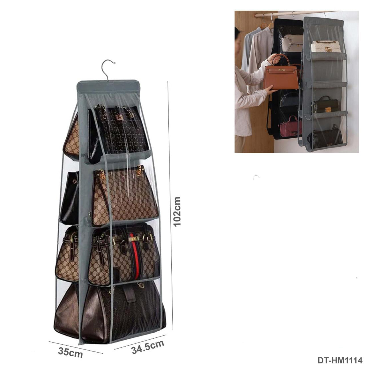 8-Pocket Hanging Handbag Organizer"DT-HM1114"