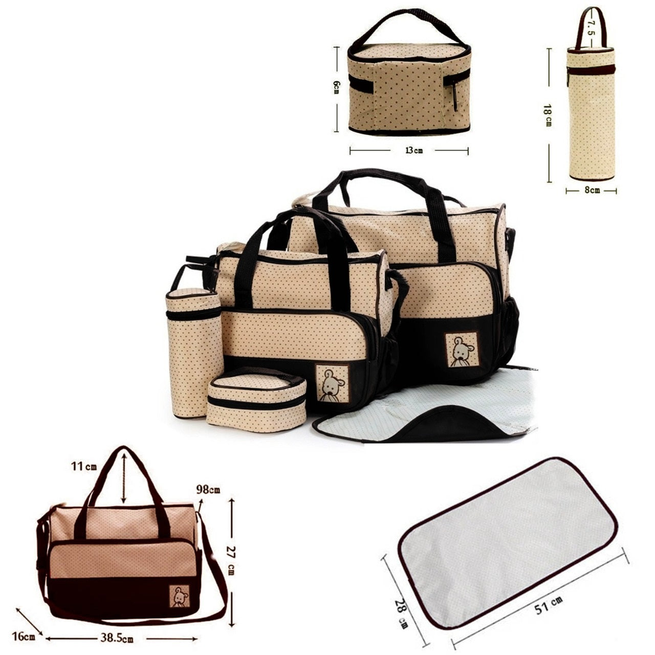 5 in1 Multifunctional Baby Diaper Bag "276-4"