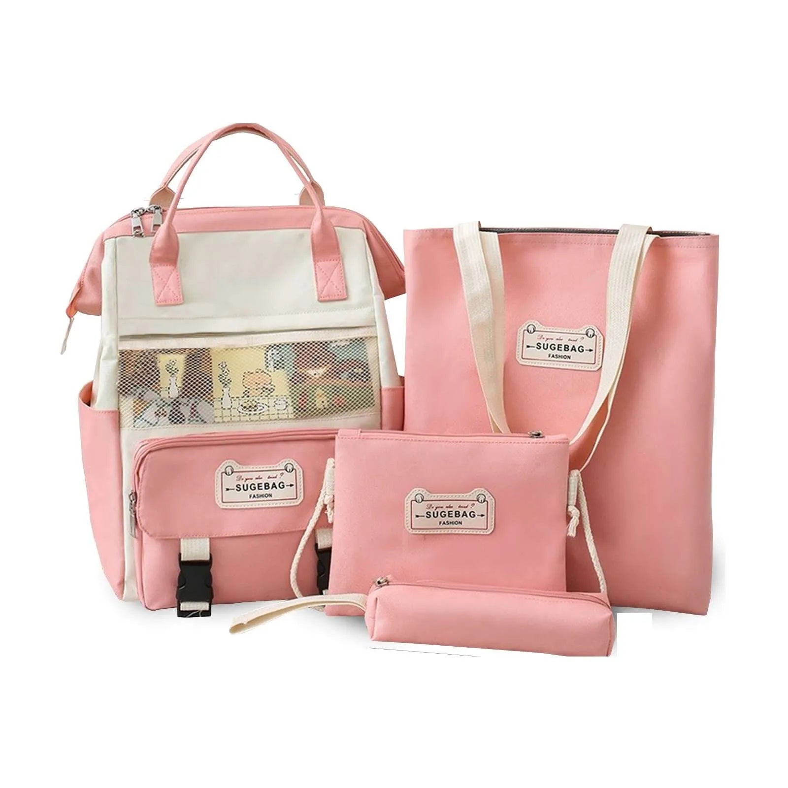 4 in 1 girls backpack set with front mesh pocket "276-8"