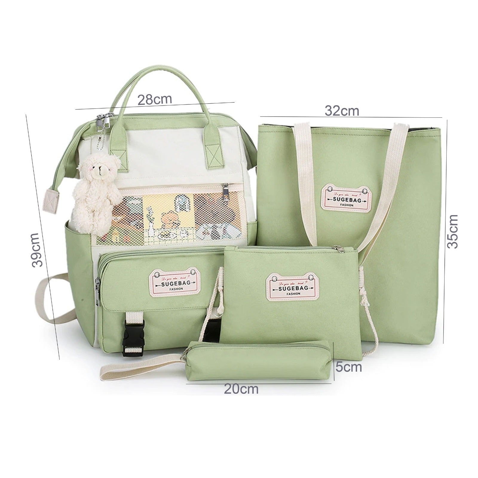 4 in 1 girls backpack set with front mesh pocket "276-8"