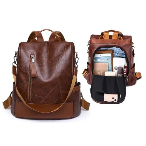 Women's Anti-theft PU Leather Backpack Casual Shoulder Bag "Dt-B1021"