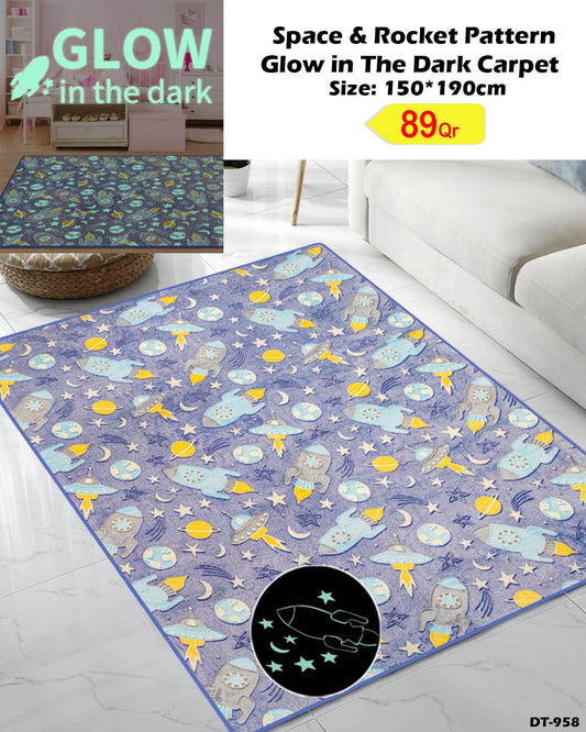 space pattern glow in the dark carpet