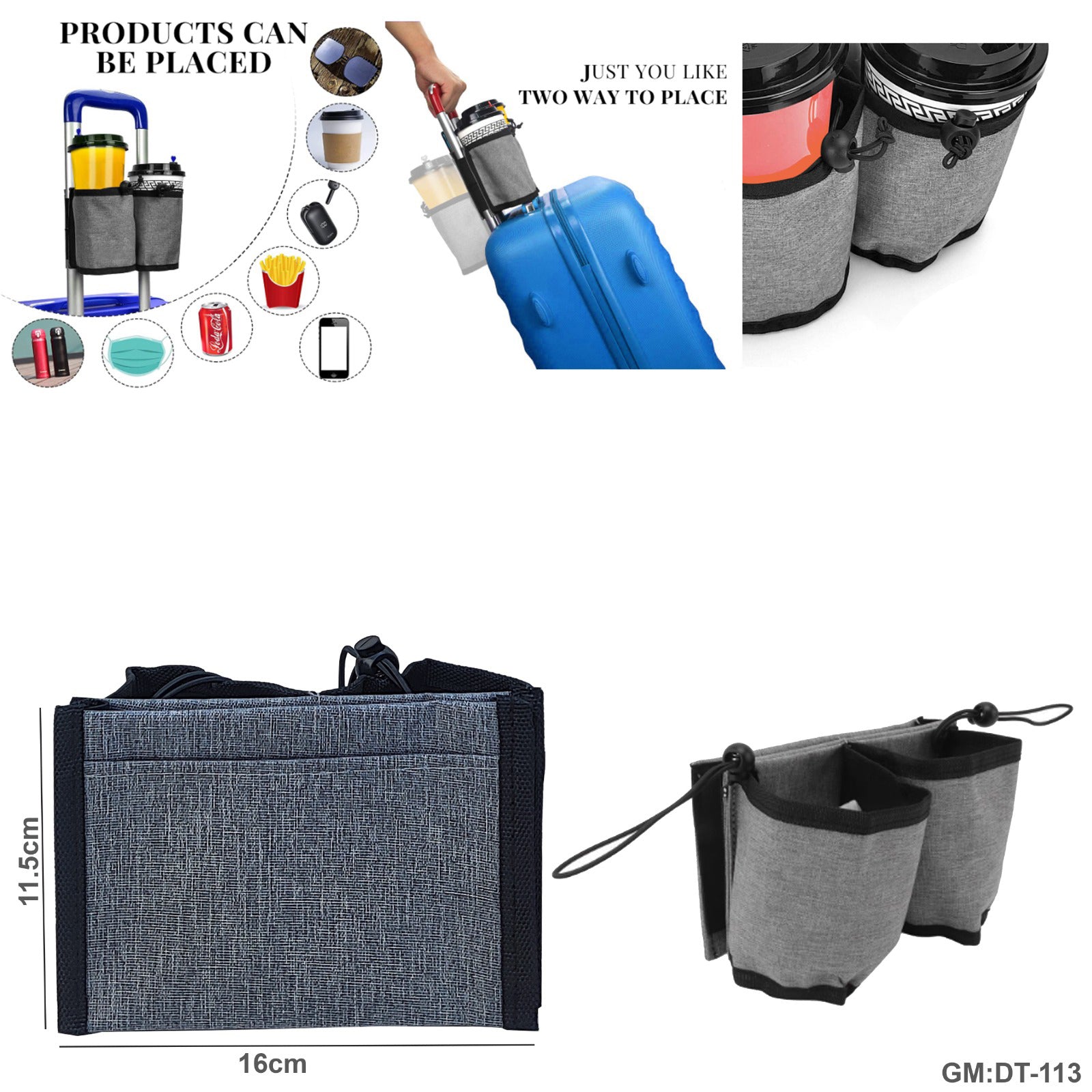 Luggage Cup Holder Dual Sleeve with Fasten Buckle "dt-113"