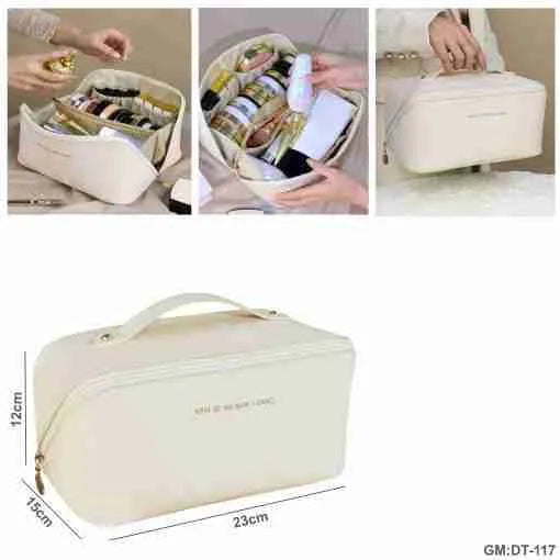 Makeup Bag Open Flat Cosmetic Bag with Compartments "dt-117"