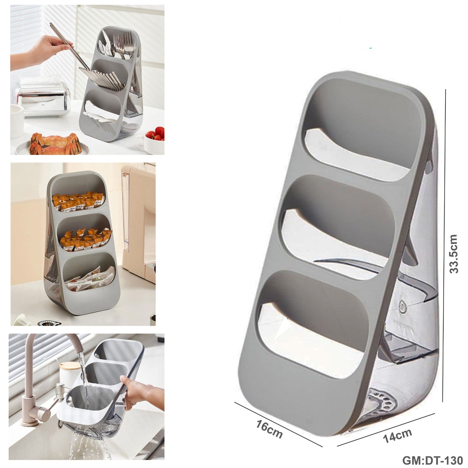 3 Layers Plastic Compact Cutlery & Storage Organizer Rack "dt-130"