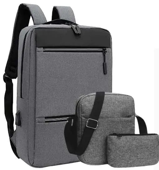 3 Piece  Laptop Backpack With USB Charger "dt-24" - old Inactive
