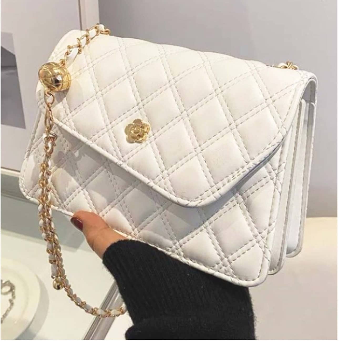 Square Bag Quilted Chain Pattern "DT-BW1034"