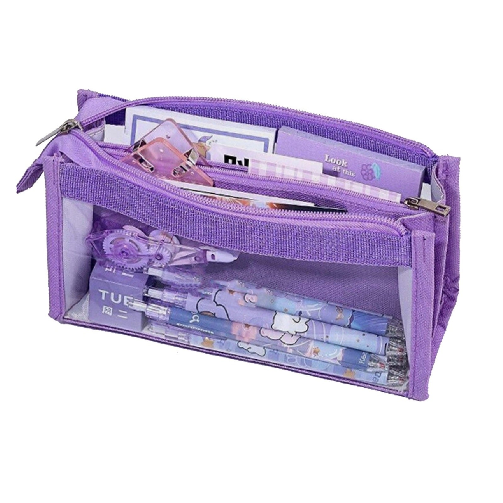 6 Layers Pencil Case Large Capacity Pouch Transparent Zipper "DT-BW1077"