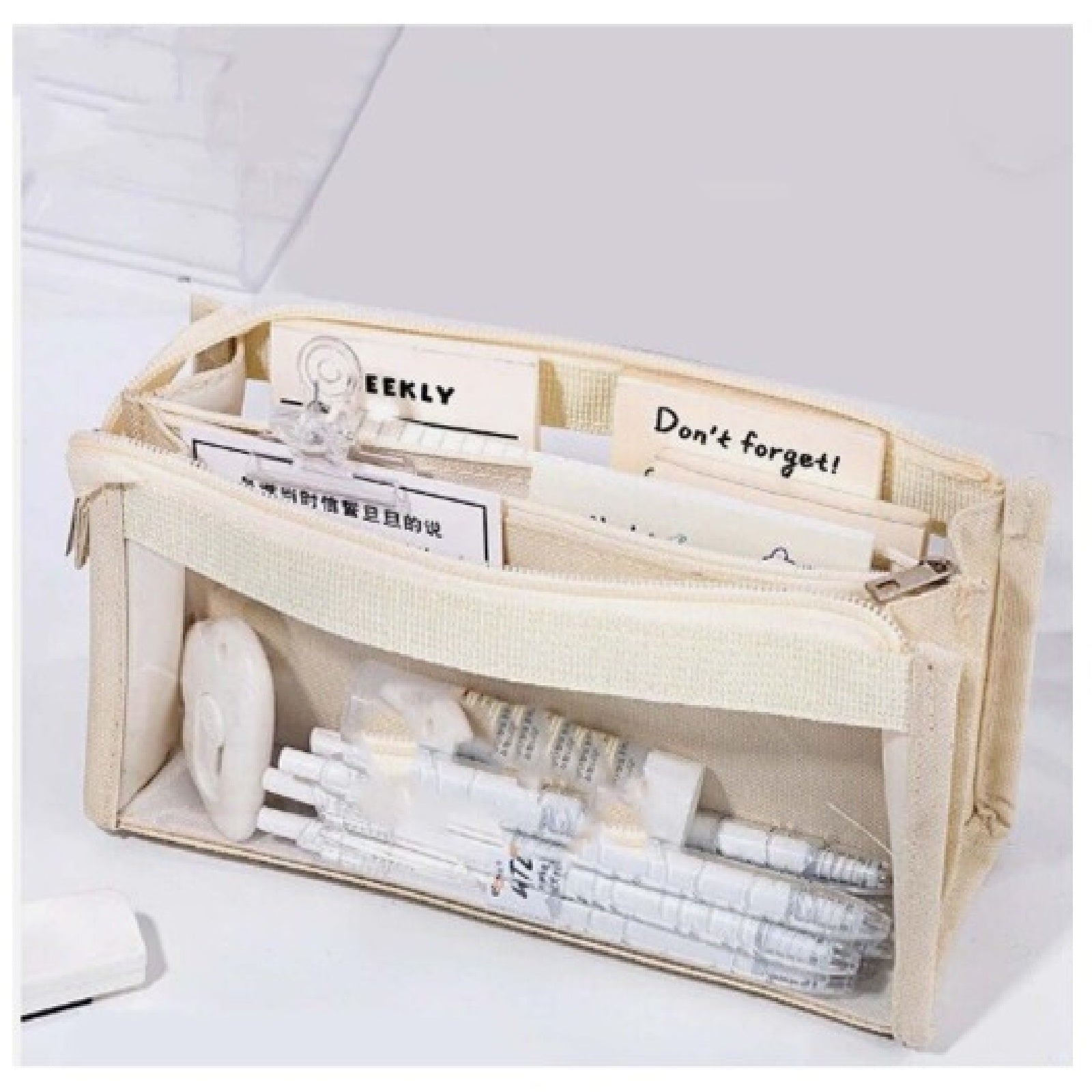 6 Layers Pencil Case Large Capacity Pouch Transparent Zipper "DT-BW1077"